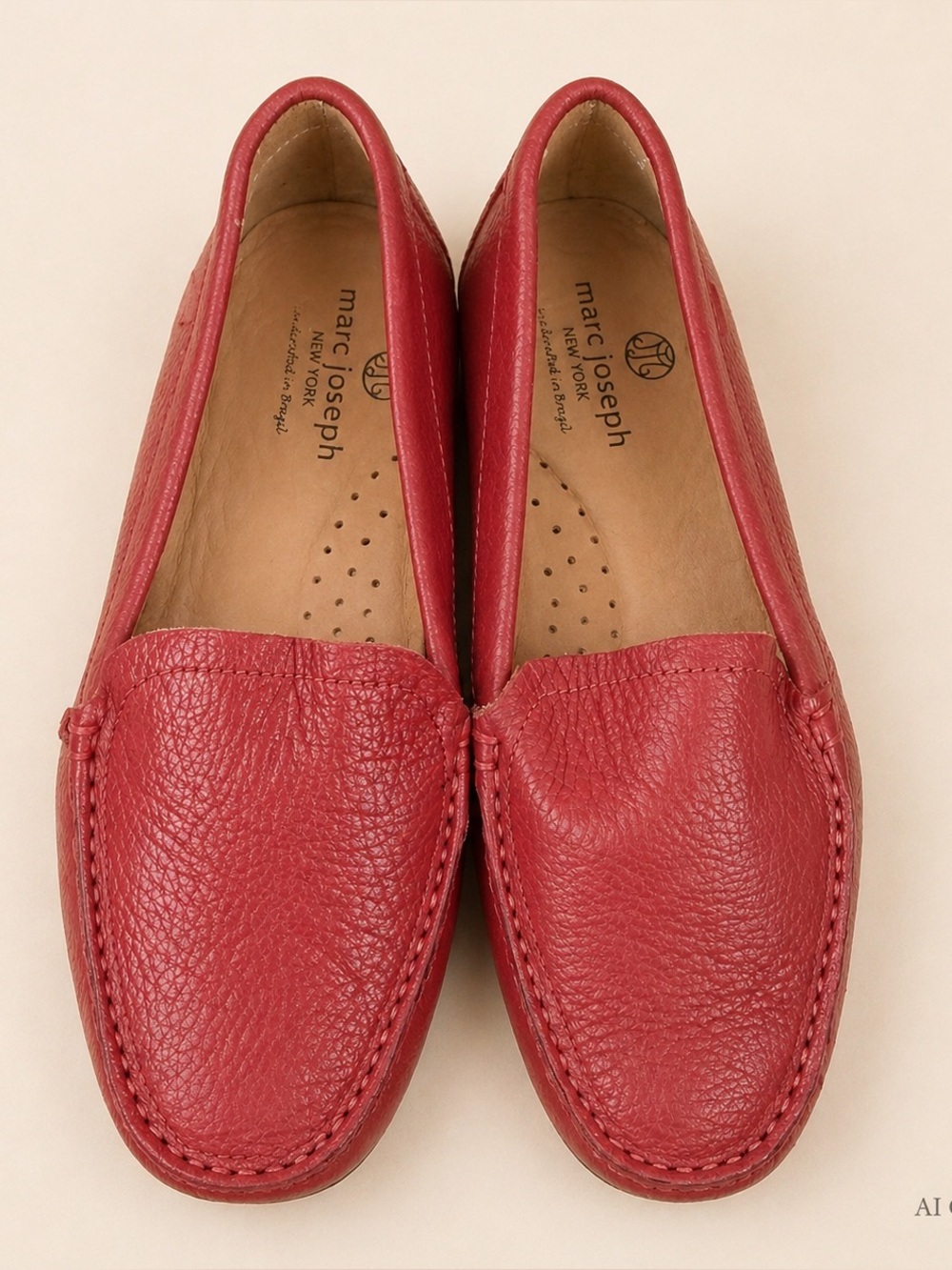 New! Marc Joseph Red Leather Slip on Loafer Size 6.5